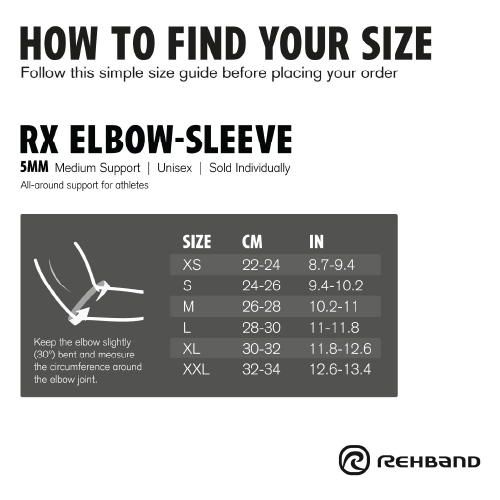 Rehband RX Elbow Sleeve 5mm - Carbon Black