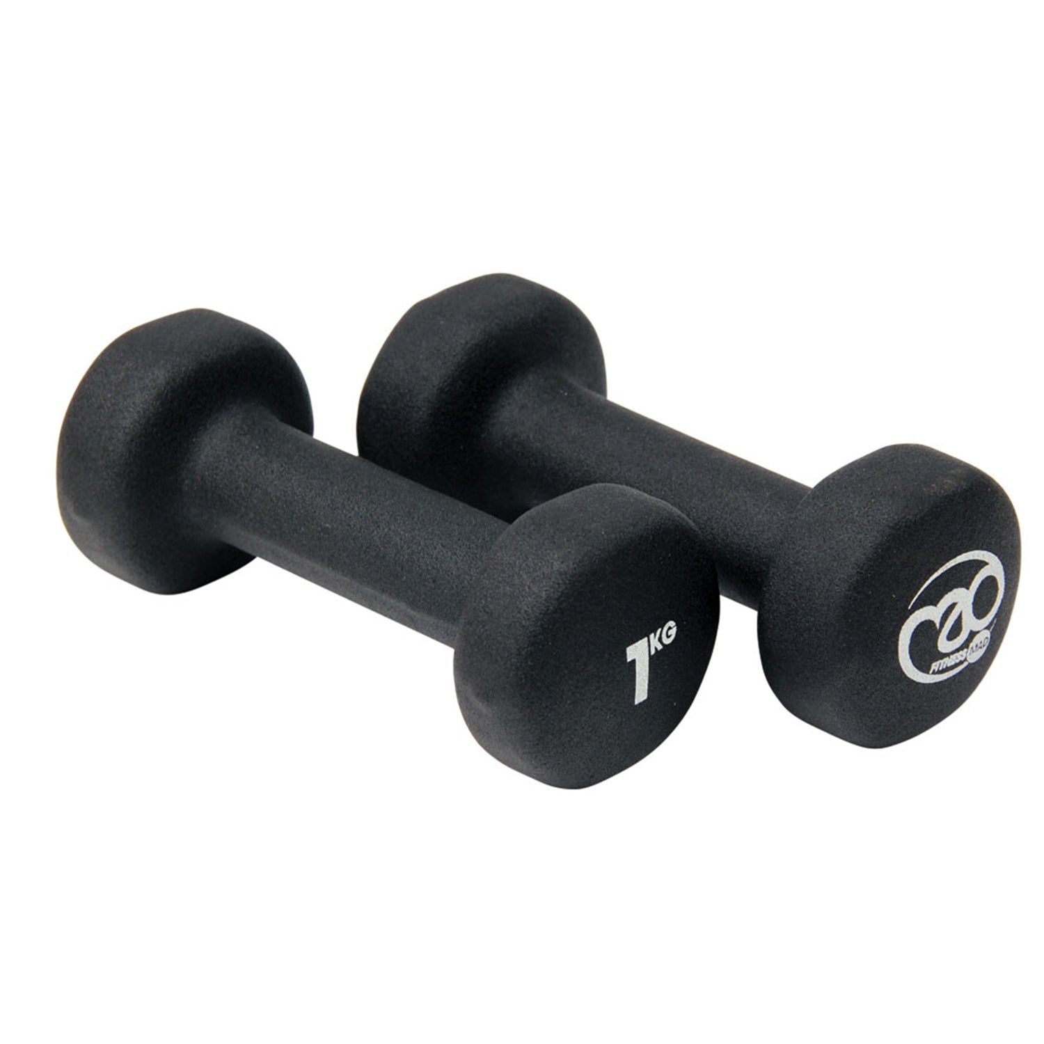 Fitness Mad Black Neoprene 1kg Dumbbells (Pair)