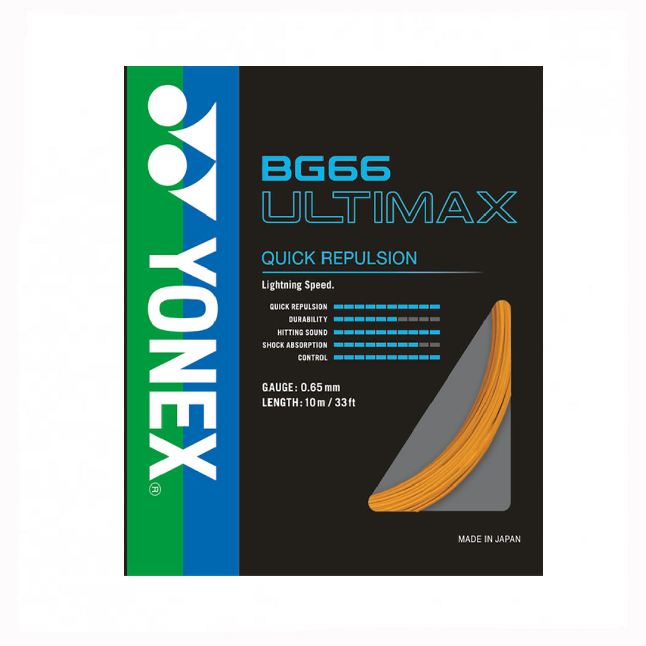 Yonex BG66 Ultimax Badminton String (10m Set) Yellow
