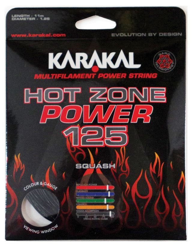 KaKarakal Hot Zone Power 125 Squash String Set - Black