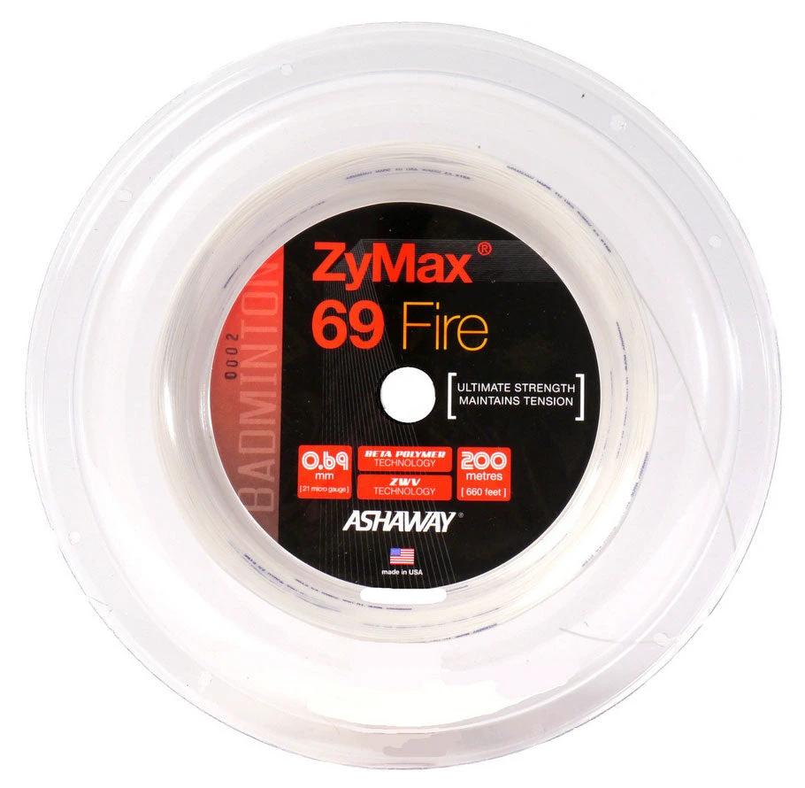 Ashaway ZyMax 69 Fire Badminton String Reel - White White 200m Reel String (Reel) Ashaway