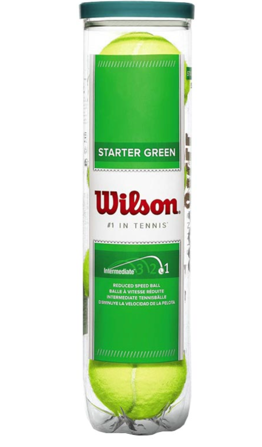 WILSON STARTER PLAY 4 Tennis Ball Tube Green Stage 1 Junior WRT137400+