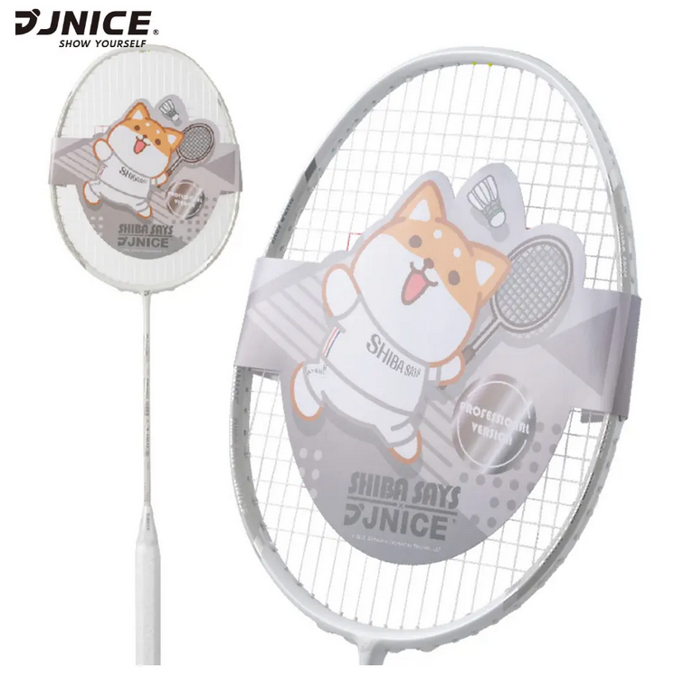 Jnice X Shiba Says Pro Badminton Racket - White