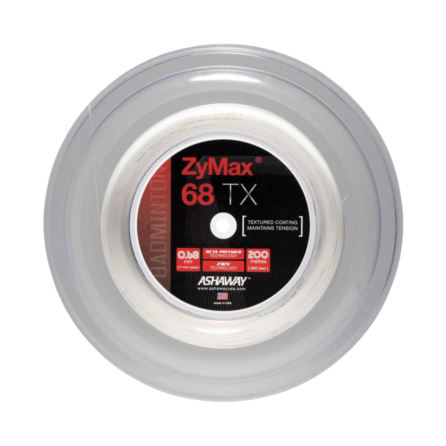 Ashaway Zymax 68TX String (200m Reel) White