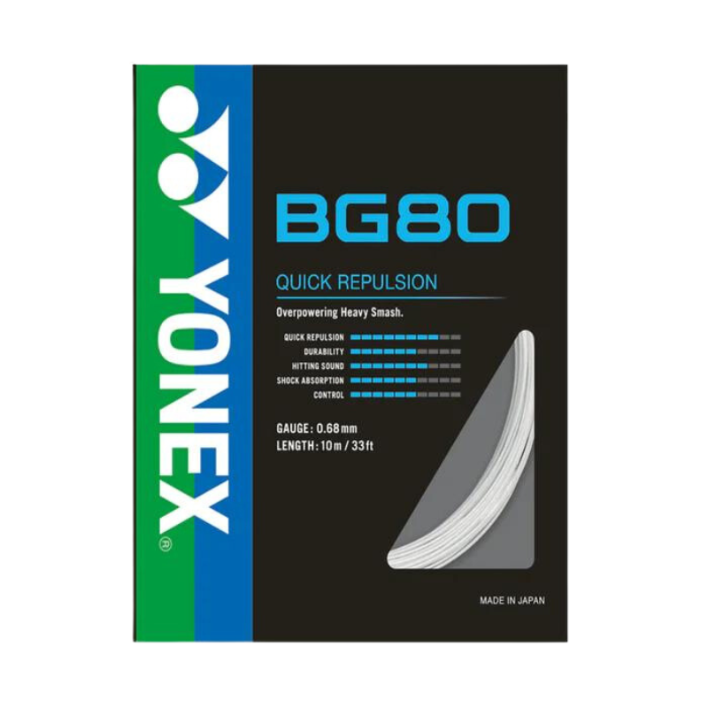 Yonex BG80 Badminton String (10m Set) White