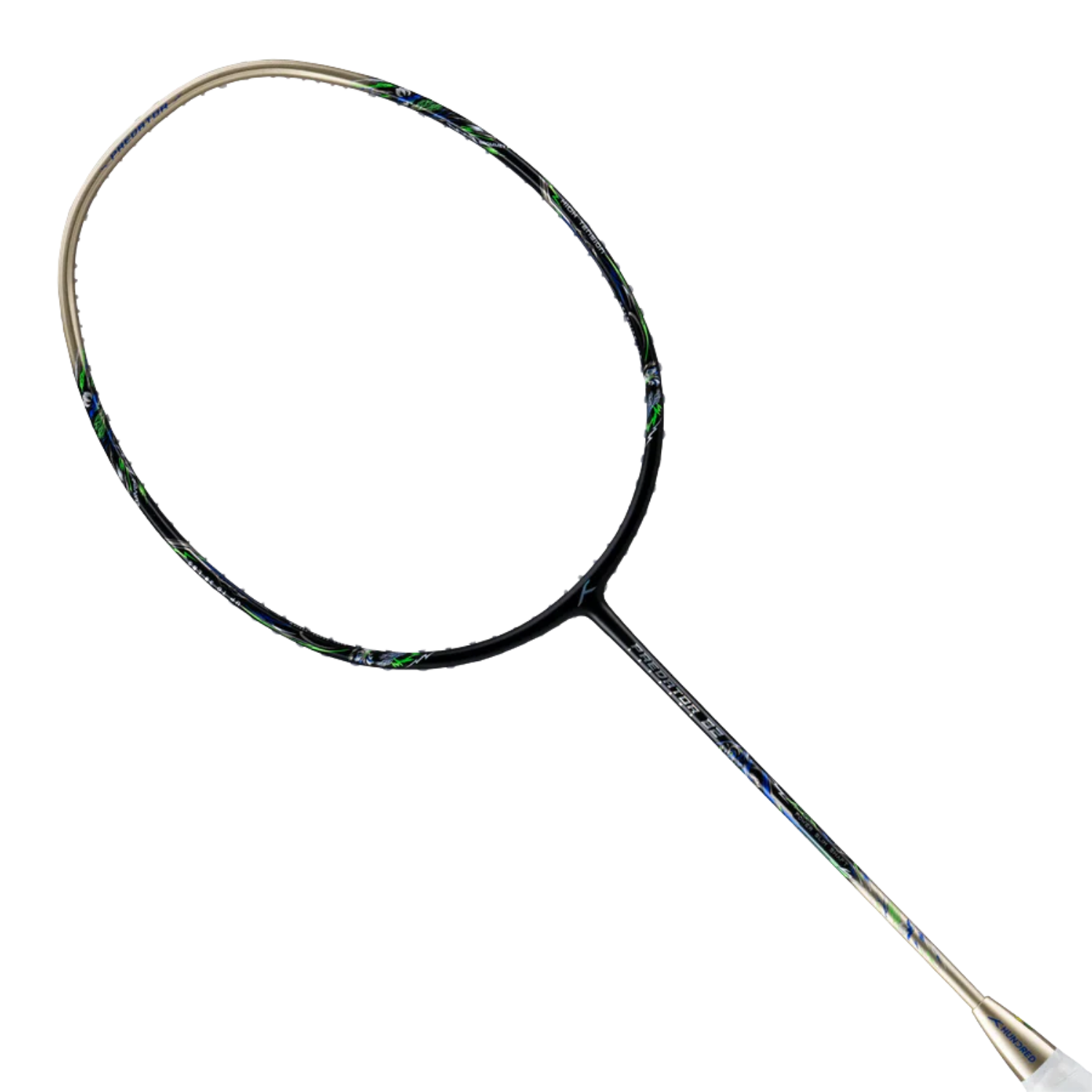 Hundred Predator 82 Extreme Badminton Racket - Black/Gold Badminton Rackets Hundred