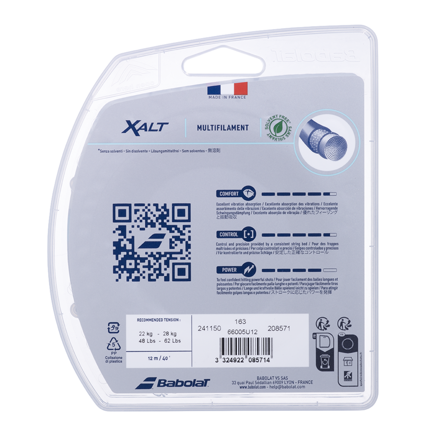 Babolat Xalt 12m Tennis String - White String (Reel) Babolat