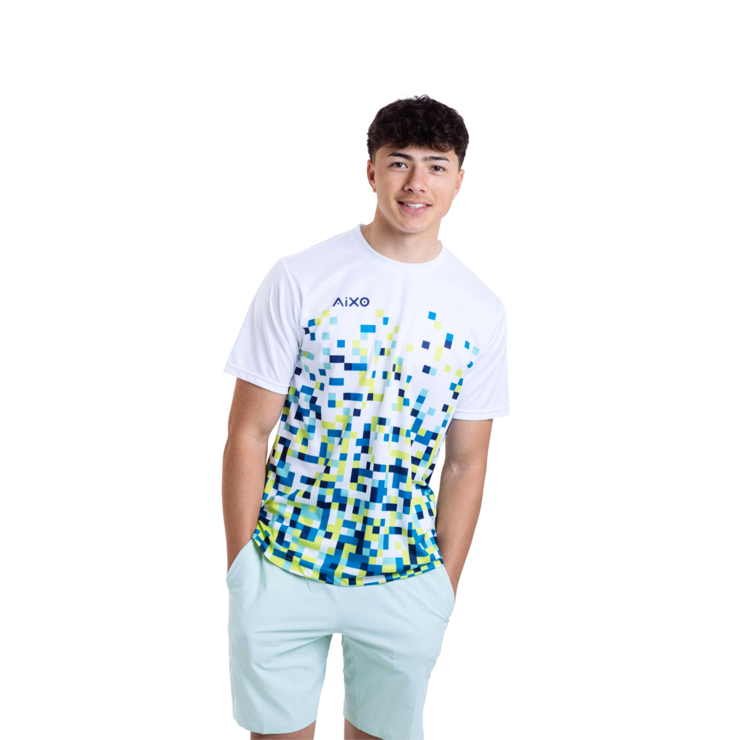 Aixo Pixel Mens T Shirt White T Shirt Aixo