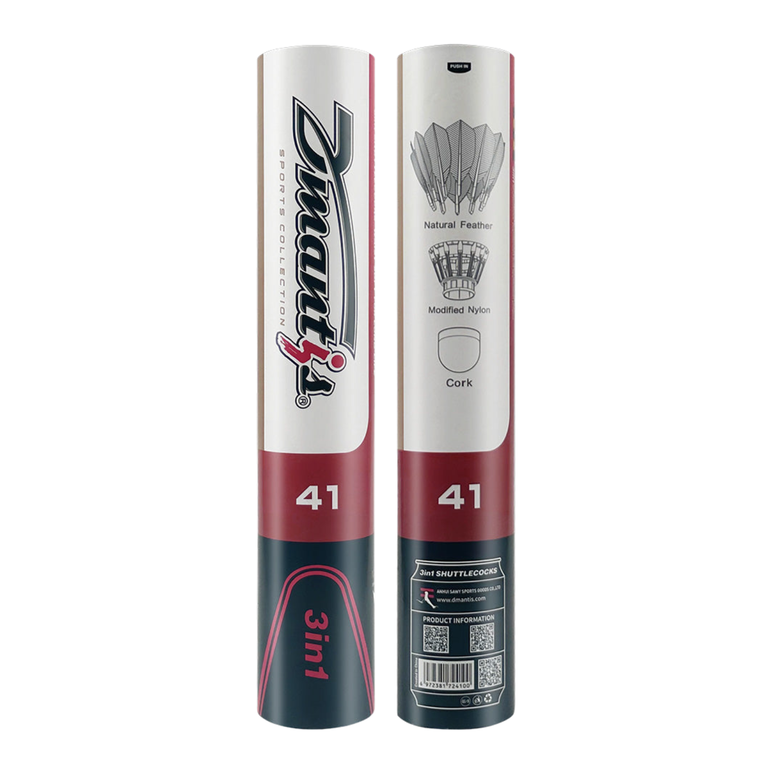 Dmantis D41 Hybrid Badminton Shuttlecock - White
