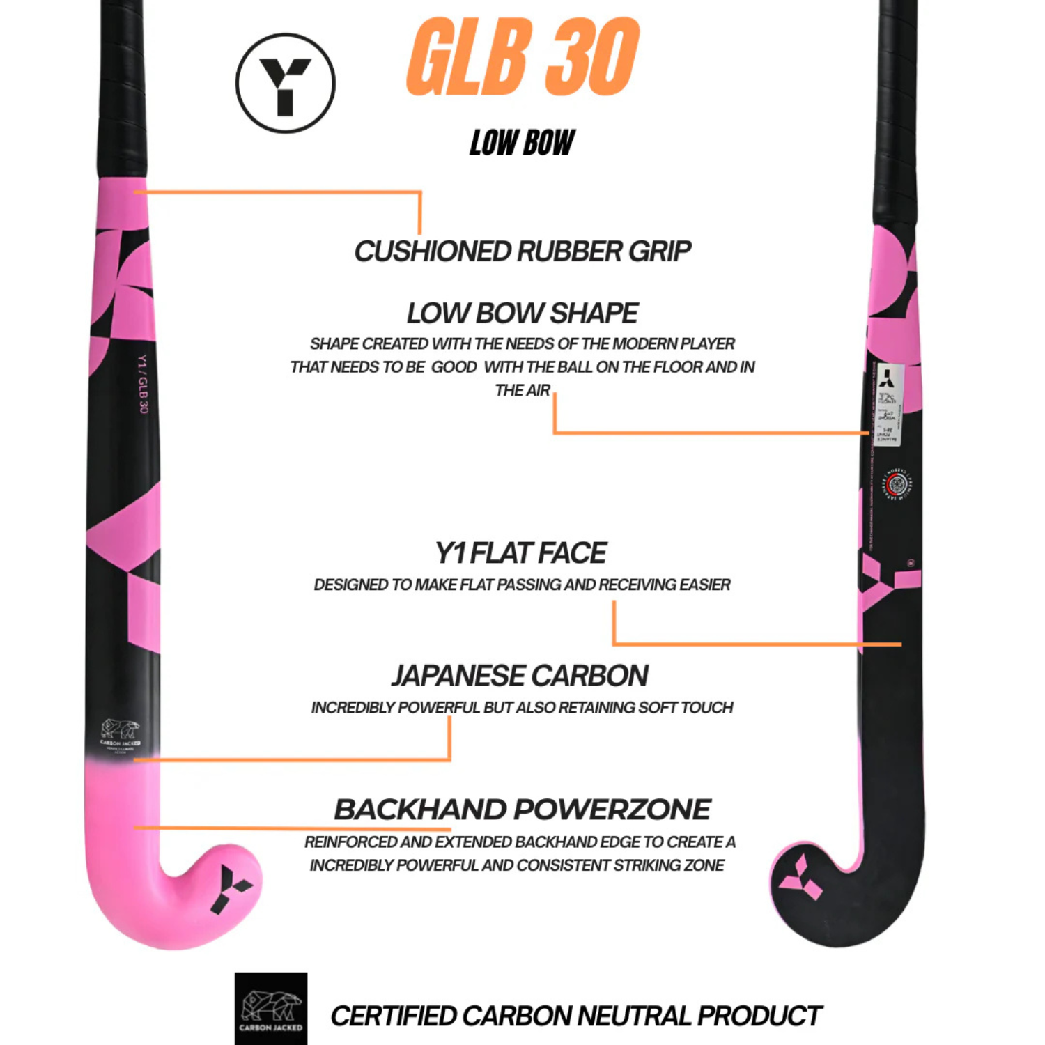 Y1 GLB 30 Hockey Stick 2026/27 525g - Pink