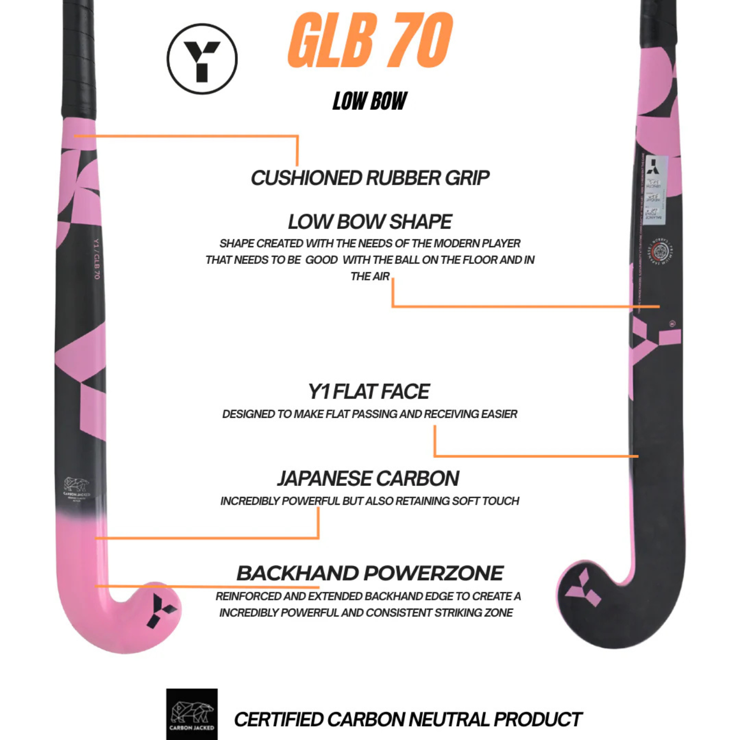 Y1 GLB 70 Hockey Stick 2026/27 - Pink