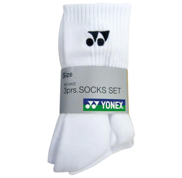 Yonex Sport Crew Socks (W-8422EX) 3 Pairs White