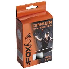 Fox TT Darwin 1 Star Table Tennis Balls (6pc) WHITE