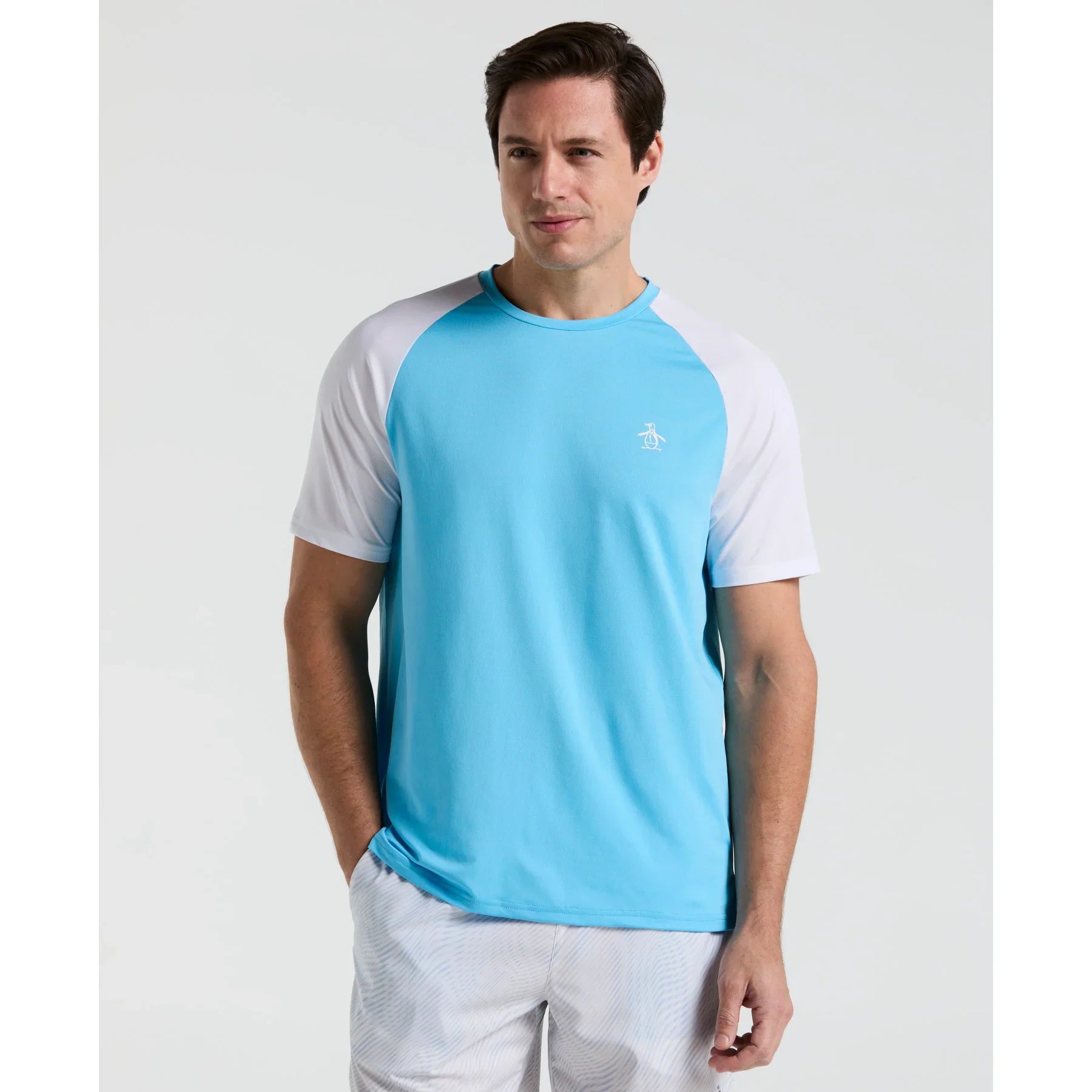 Original Penguin Blocked Performance Tennis T-Shirt - Blue Grotto