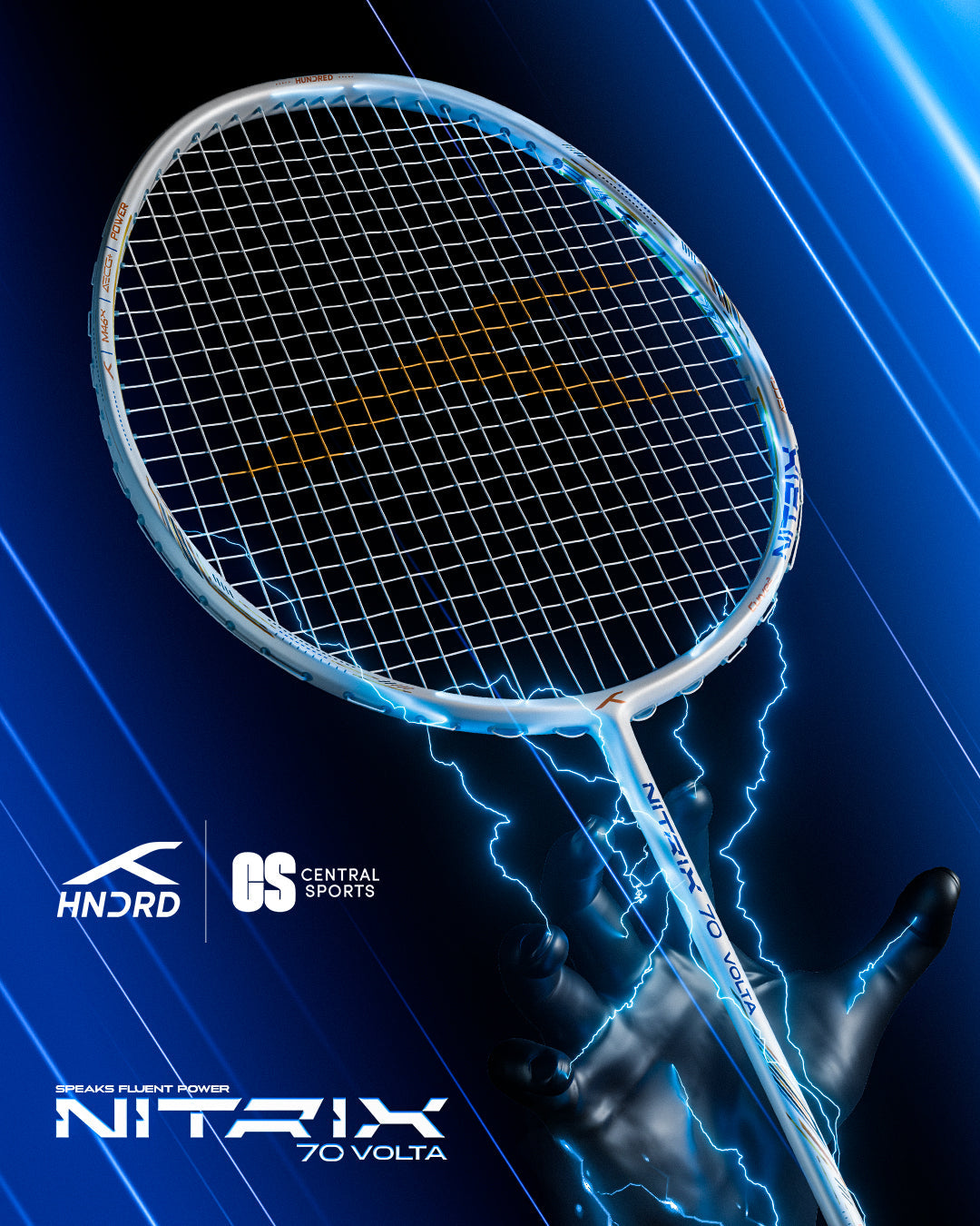 Hundred Nitrix 70 Volta Badminton Racket - White