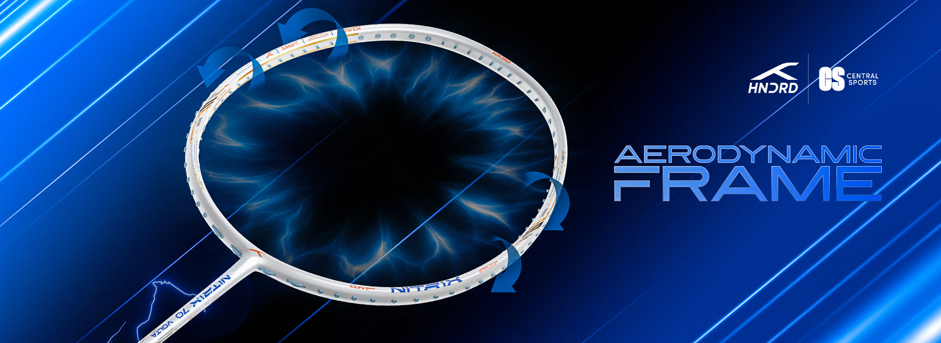 Hundred Nitrix 70 Volta Badminton Racket - White Badminton Rackets Hundred