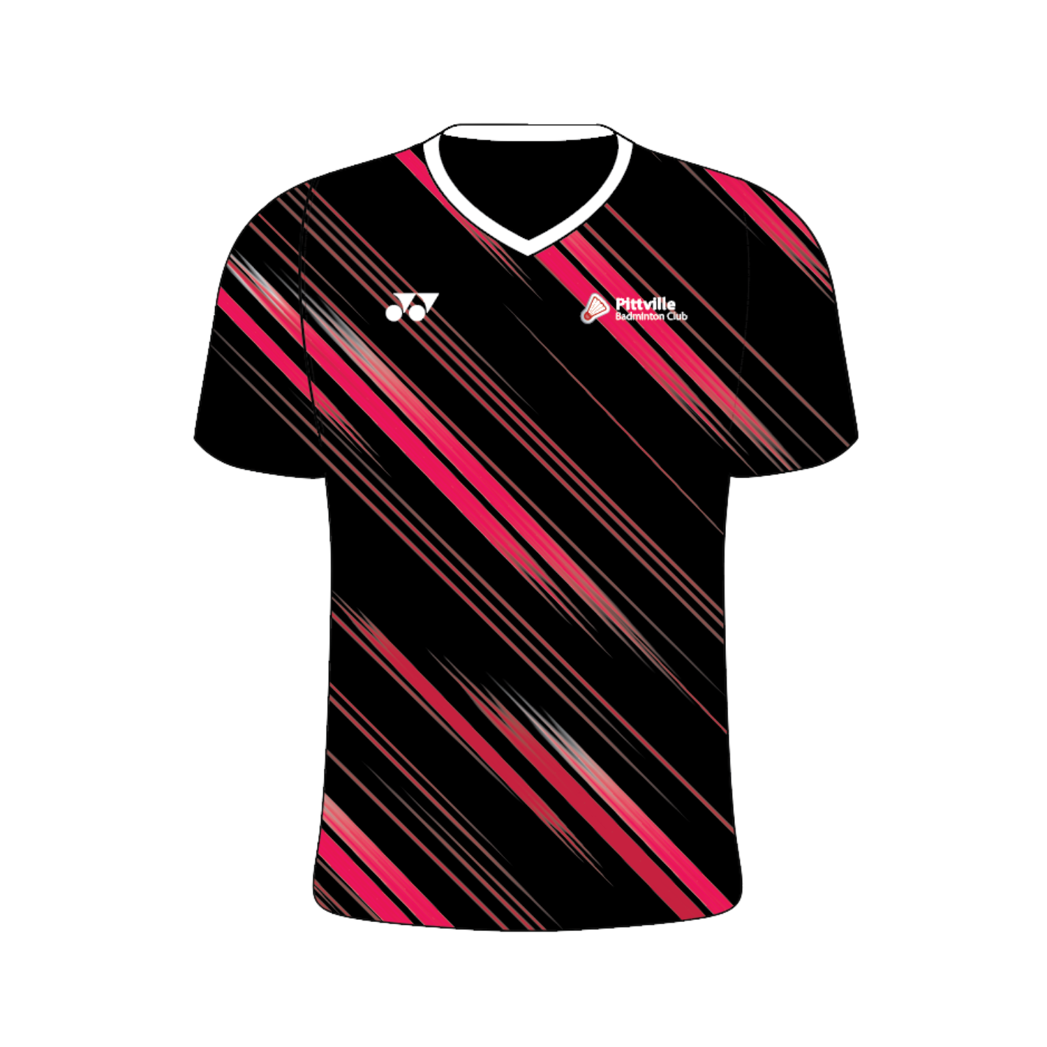 Yonex Kit T001 Pittville Badminton Club Turbo V Neck Junior - Black/Red/White