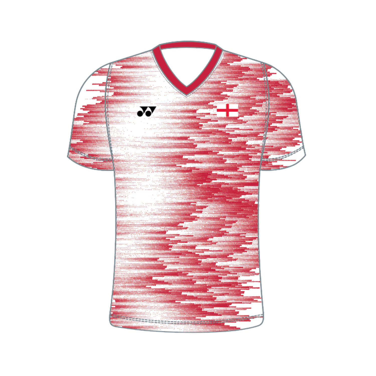 Yonex Kit Teamwear England Masters Badminton T015 Speed Fade V Neck T-Shirt Women - White/Red