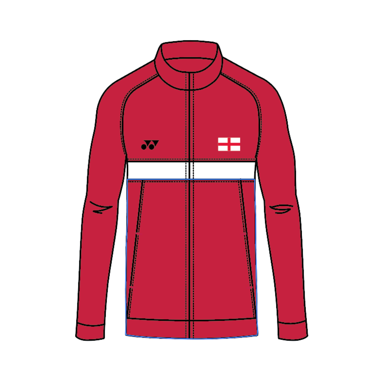 Yonex Kit Teamwear England Masters Badminton Baseline Track Top Unisex - White/Red