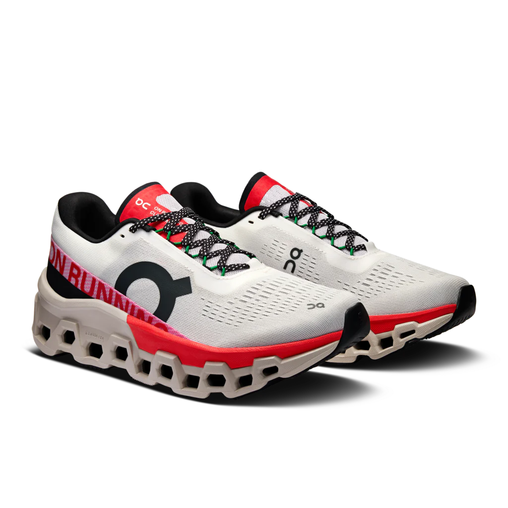 On Cloudmonster 2 Running Shoes Women - Ivory/red