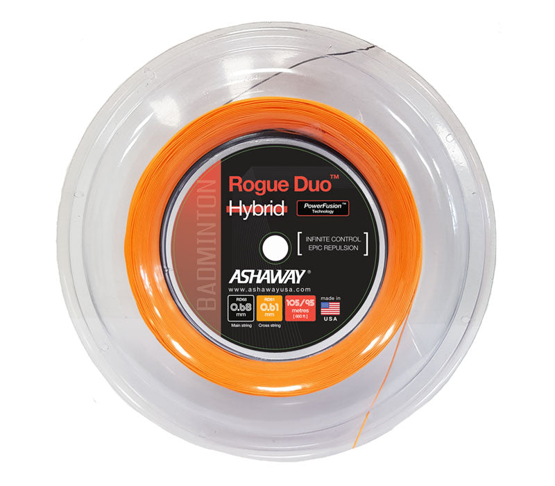 Ashaway Rogue Duo Hybrid Badminton String Reel - Black/Orange