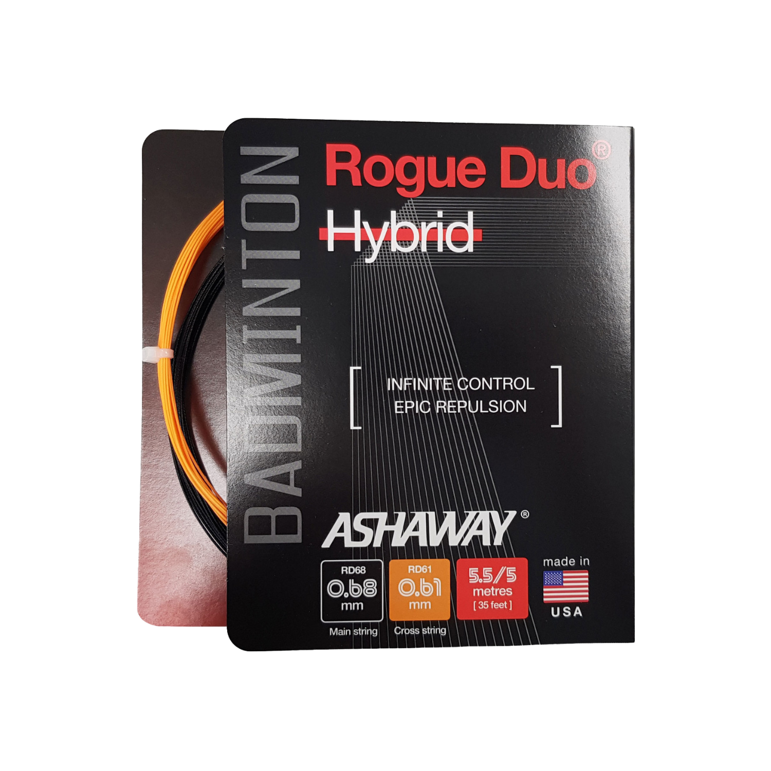 Ashaway Rogue Duo Hybrid String (10m Set) Black/Orange