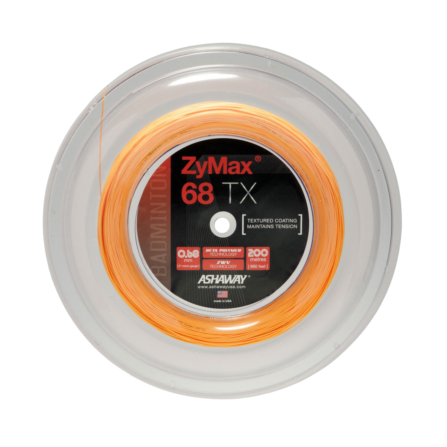 Ashaway Zymax 68TX String (200m Reel) Orange