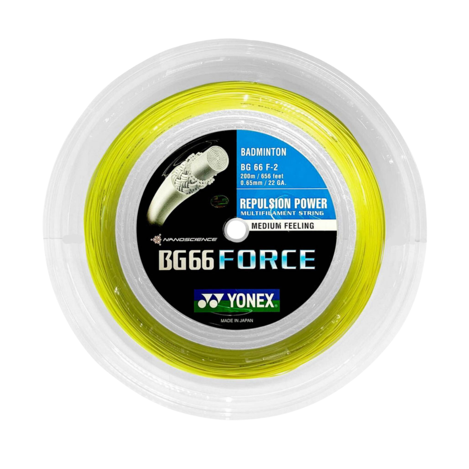 Yonex BG66 Force Badminton String (200m Reel) Yellow
