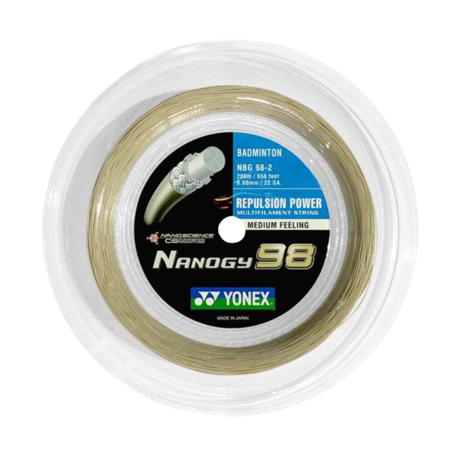 Yonex Nanogy 98 Badminton String (200m Reel) Gold