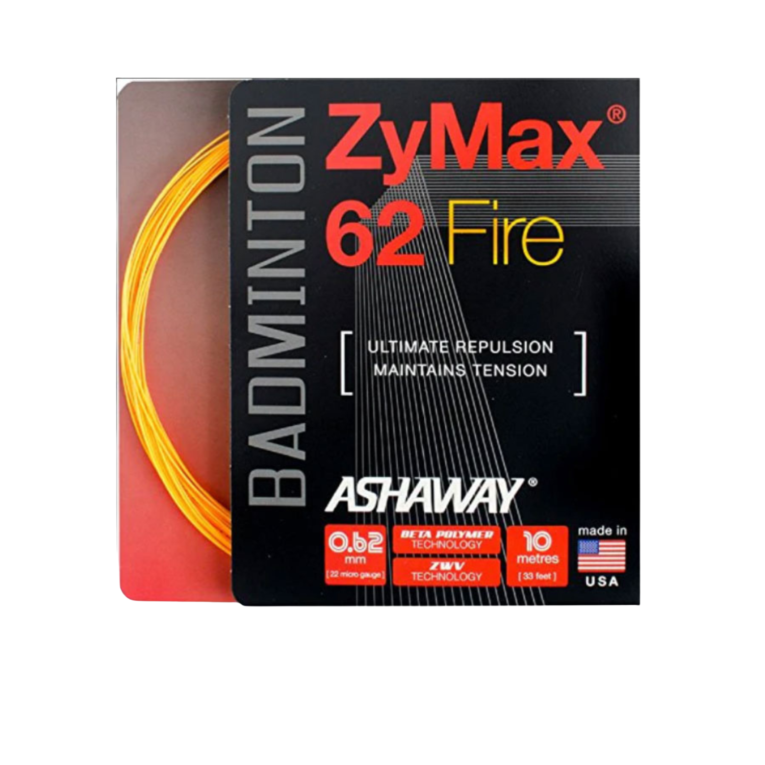 Ashaway ZyMax 62 Fire String (10m Set) Orange