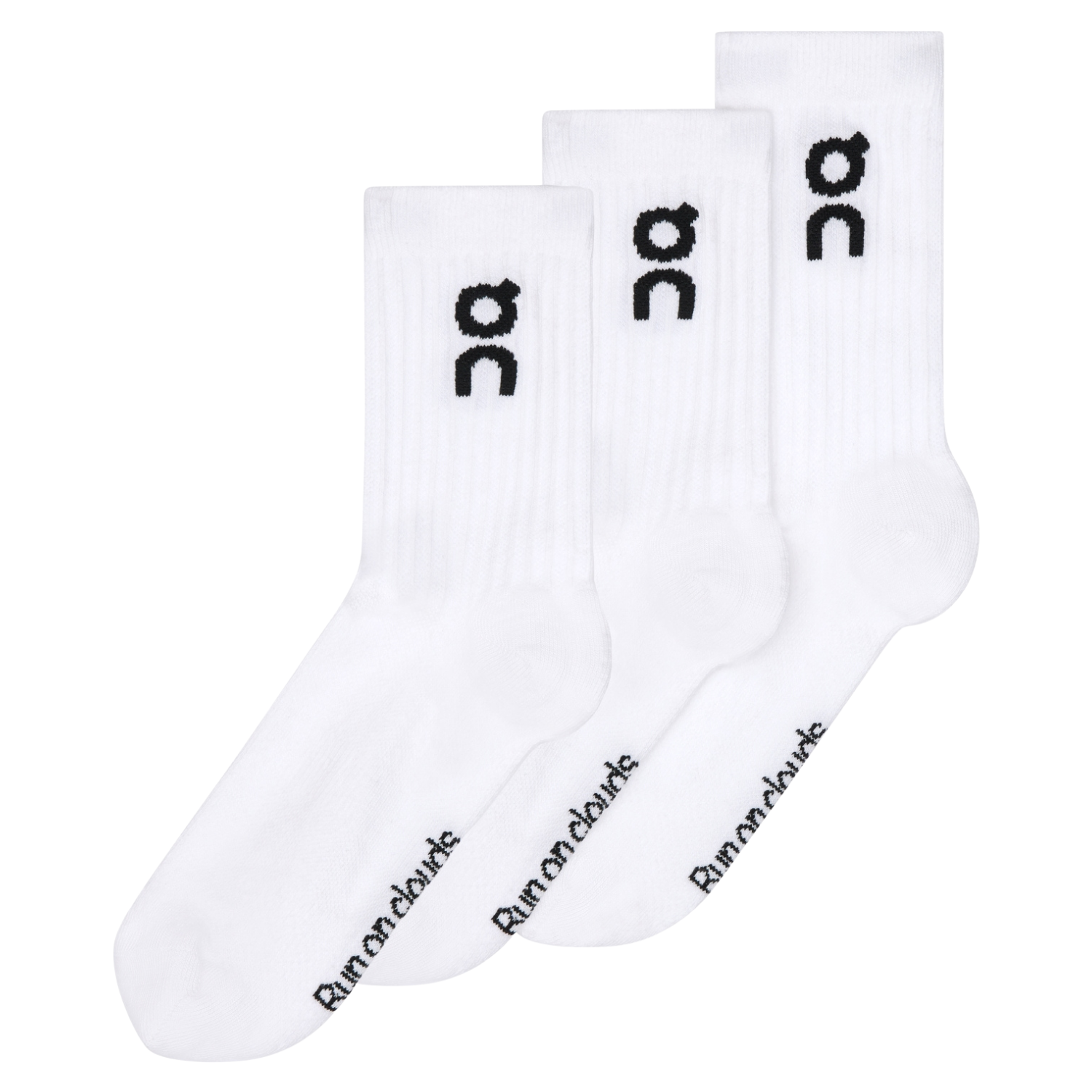 On Running Logo Sock High 3 Pack - White Black Clothing On Running