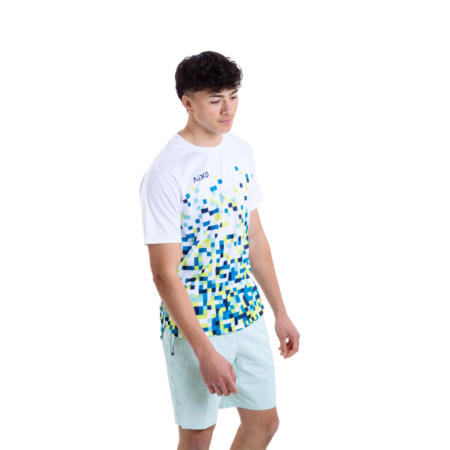Aixo Pixel Mens T Shirt White T Shirt Aixo
