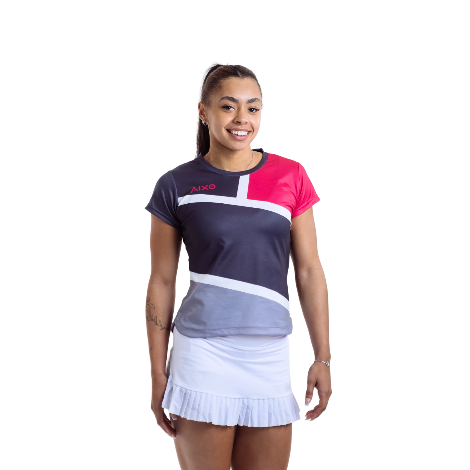 Aixo Court Womens T Shirt Graphite T Shirt Aixo