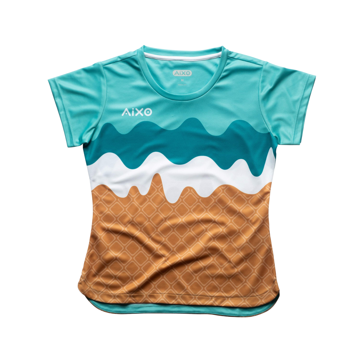 Aixo Sundae Womens T Shirt Vanilla Raspberry Chocolate Teal T Shirt Aixo