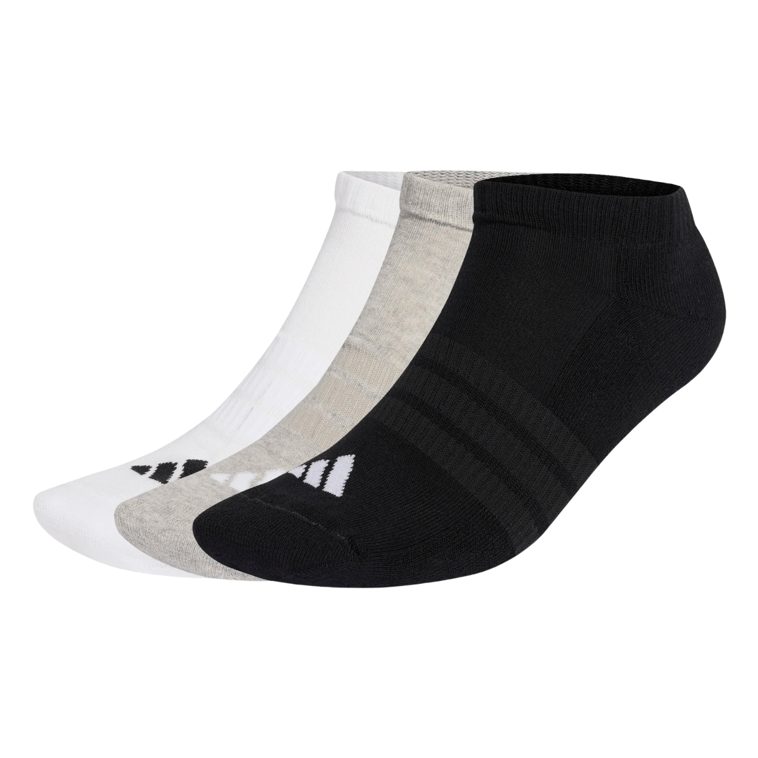 Adidas Cushioned Essentials Low 3 Pack Socks Unisex - Grey/White/Black