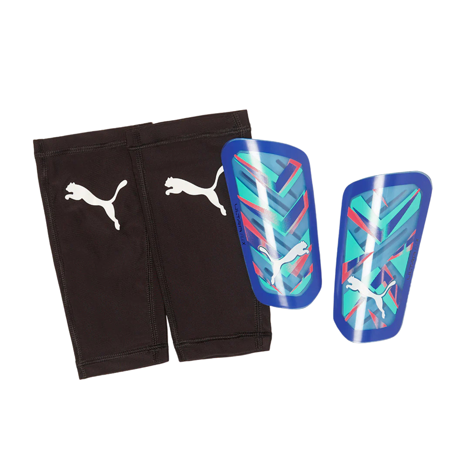 Puma Ultra Flex Sleeve Shin Guards Unisex - Bluemazing/ Electric Pepperming 030871