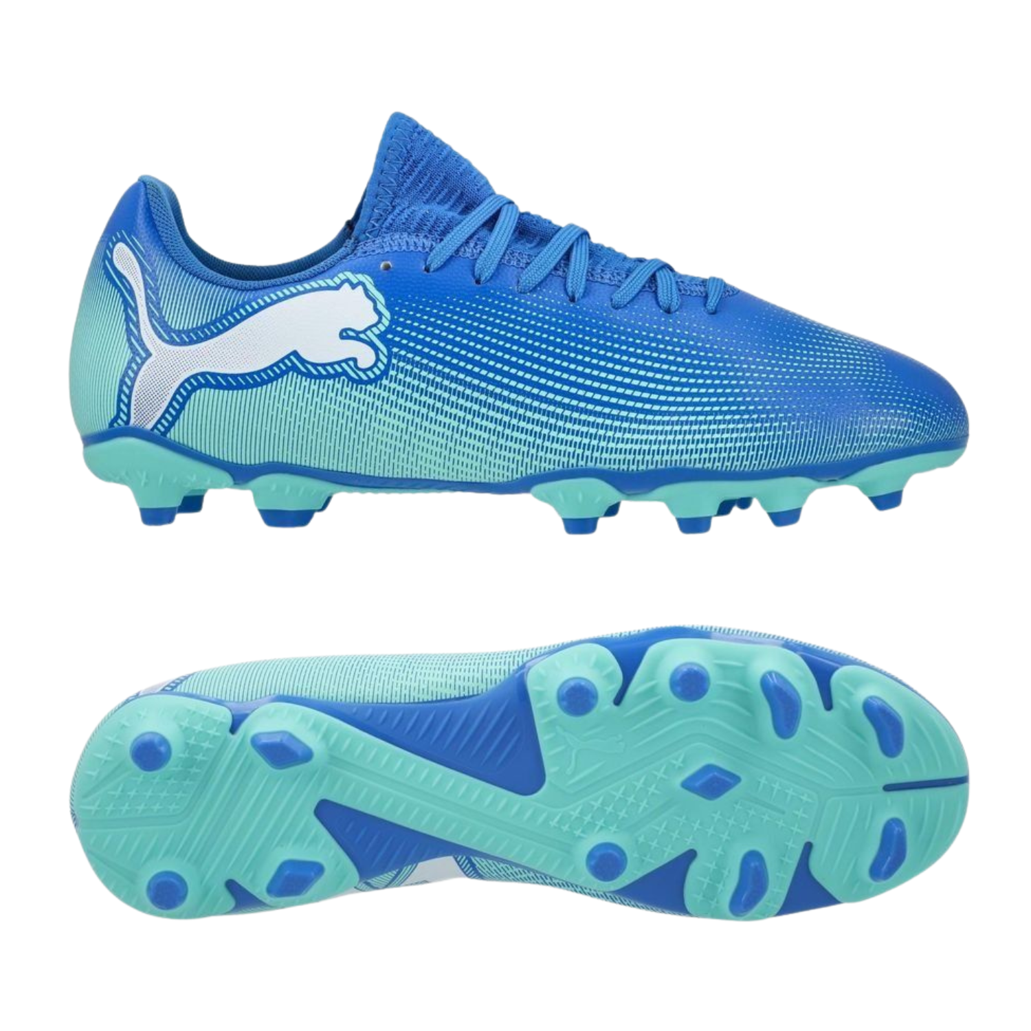 Puma Future 7 Play FG/AG Football Boots Unisex - Hyperlink Blue/Mint/Puma White (107939)