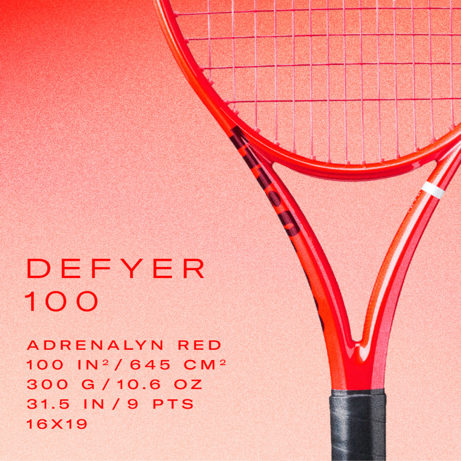 Wilson Defyer 100 V1 Redline Concept Edition 2026 Tennis Unstrung Racket 300g - Adrenalyn Red