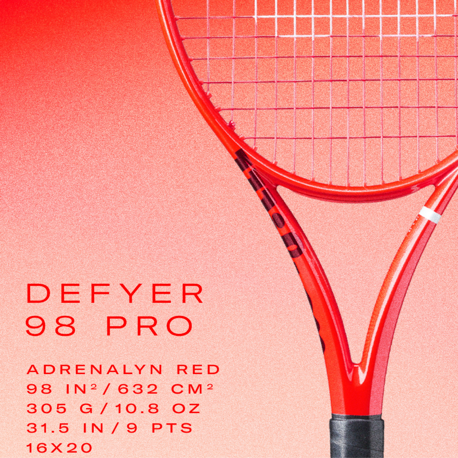 Wilson Defyer 98 Pro V1 Redline Concept Edition 2026 Tennis Unstrung Racket 305g - Adrenalyn Red
