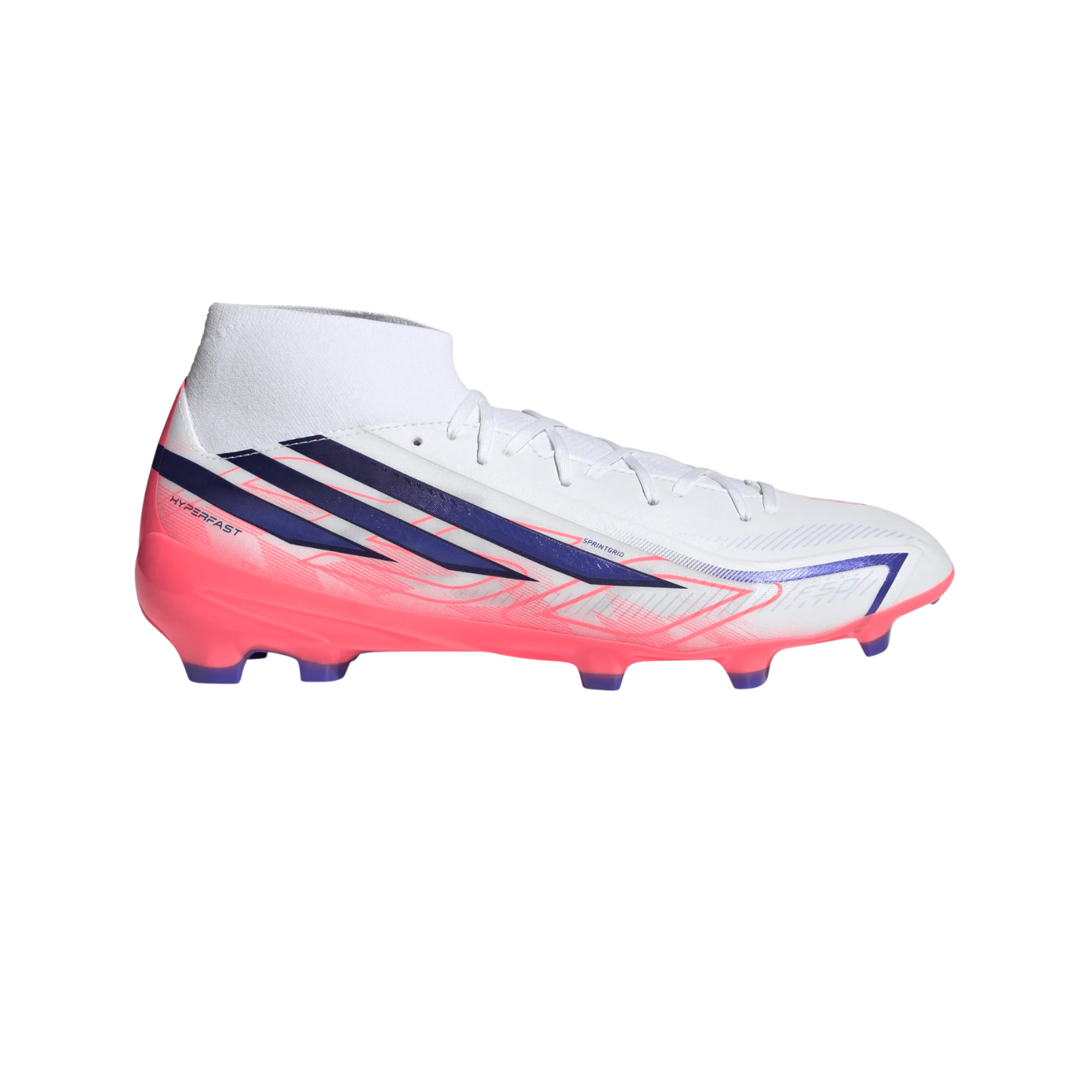 Adidas F50 Hyperfast League Mid FG Football Boots Unisex - White/Purple/Pink
