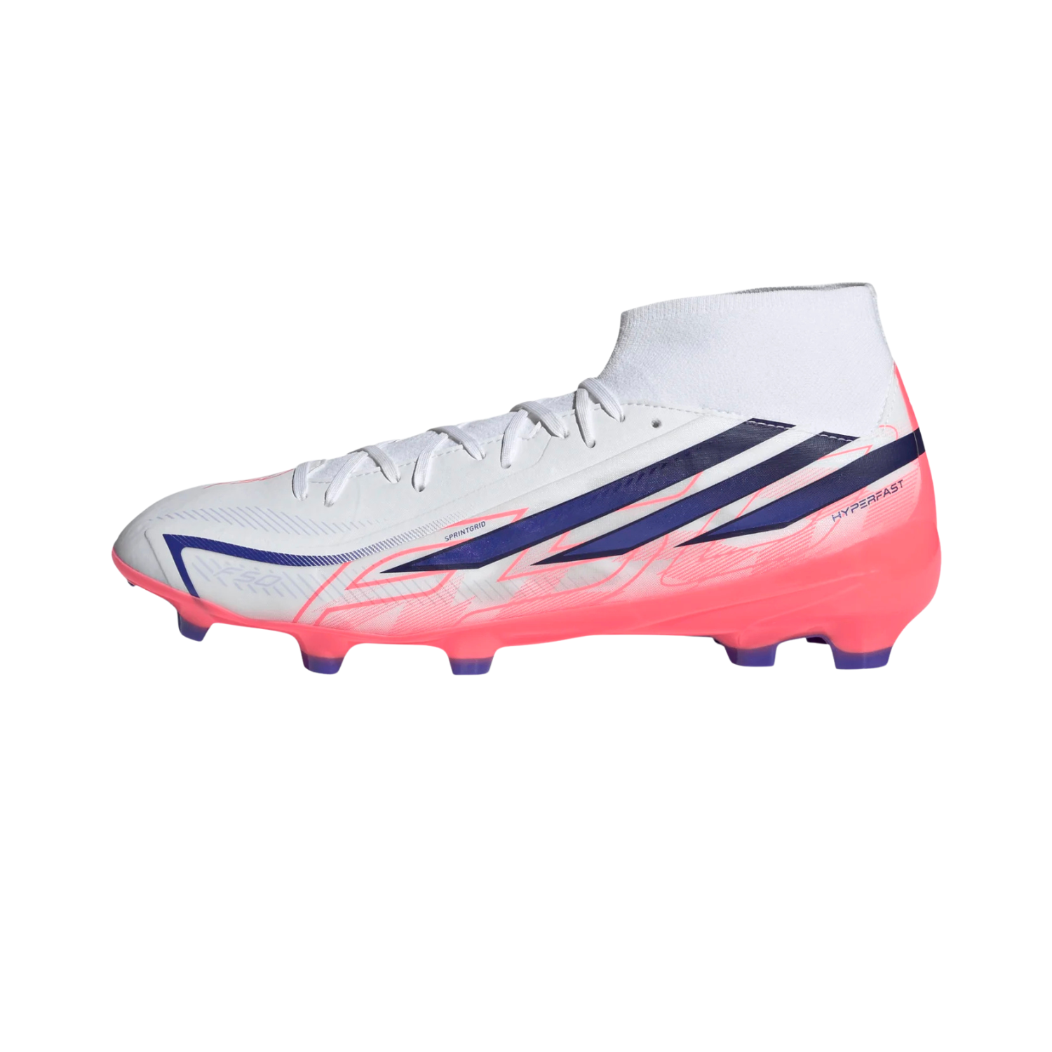Adidas F50 Hyperfast League Mid FG Football Boots Unisex - White/Purple/Pink