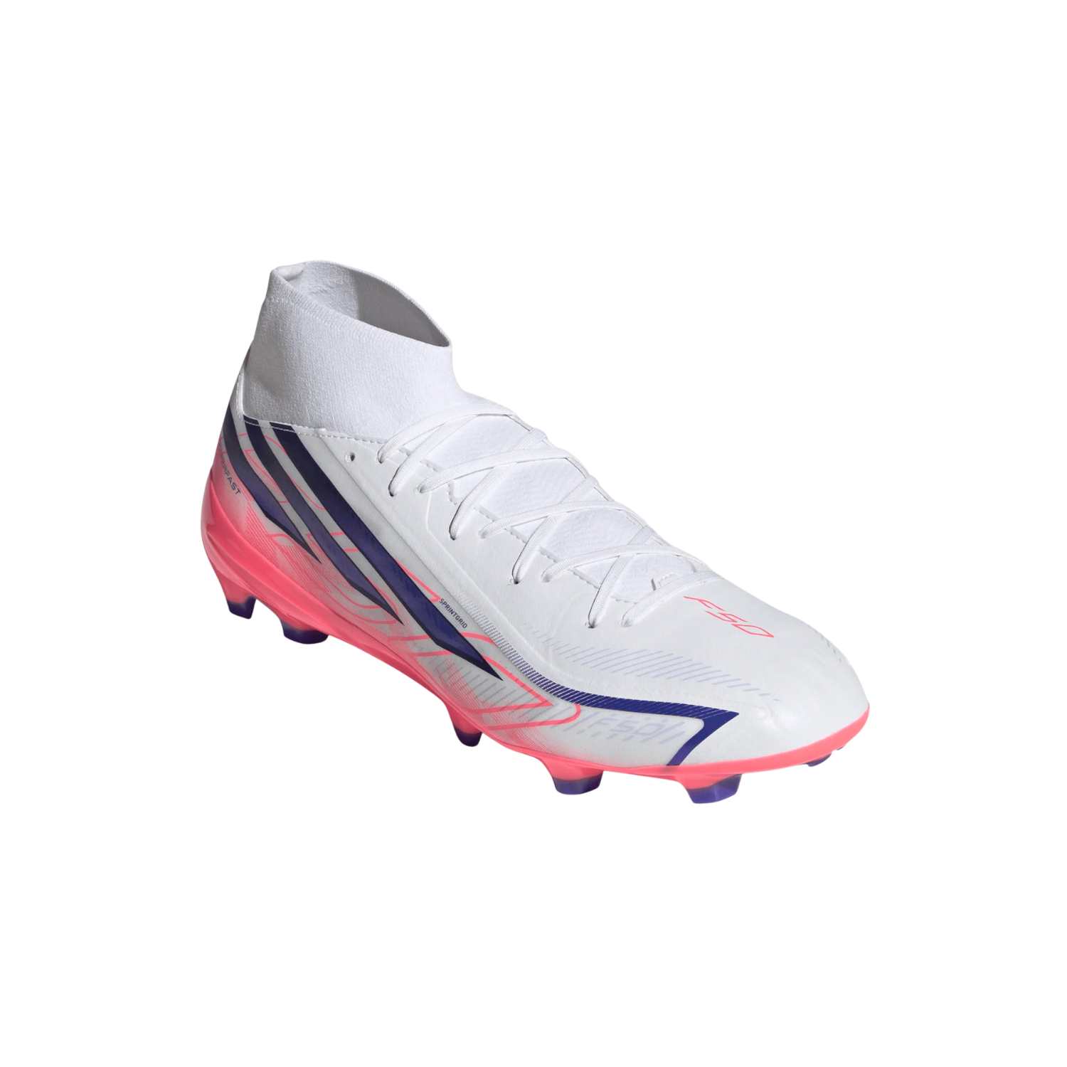 Adidas F50 Hyperfast League Mid FG Football Boots Unisex - White/Purple/Pink
