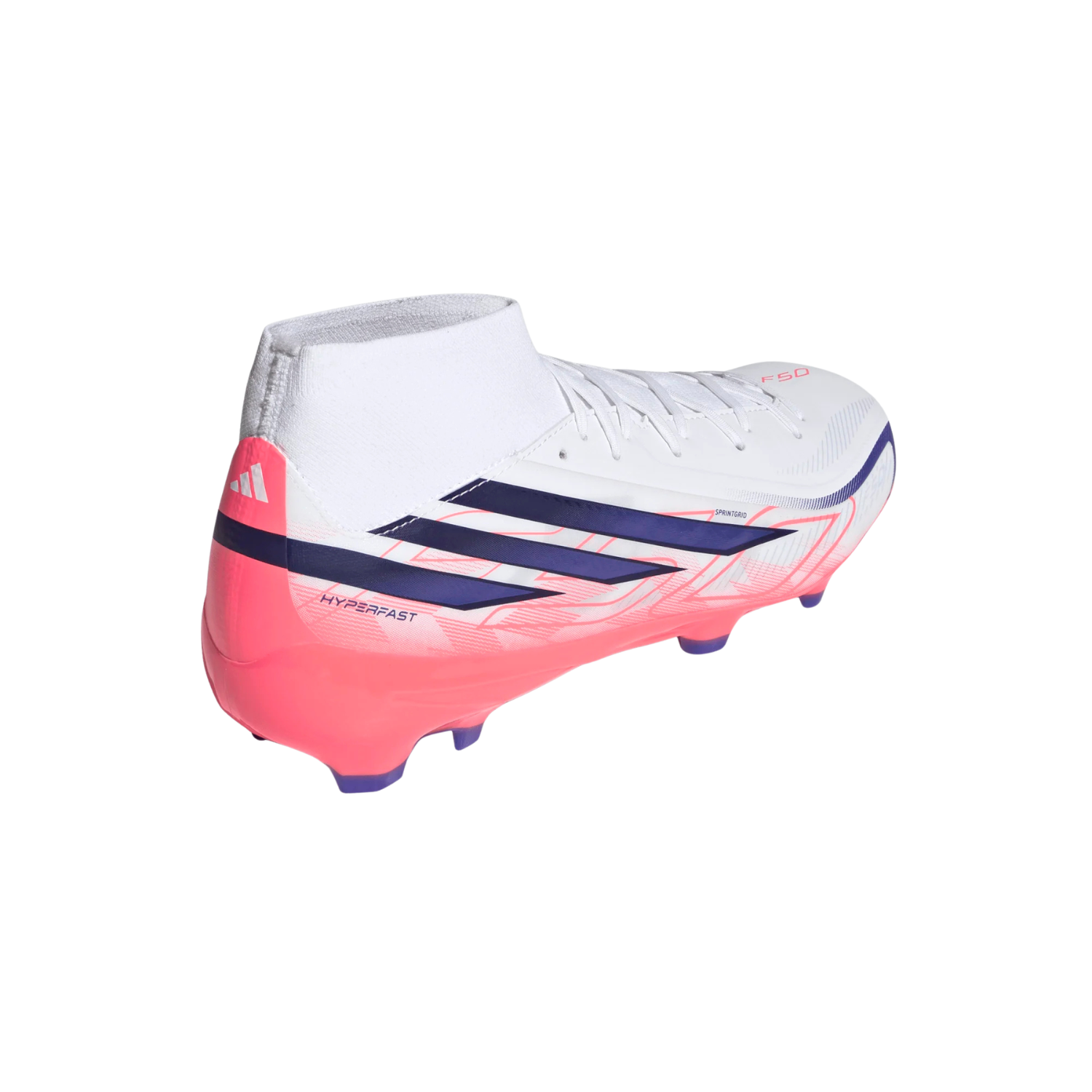 Adidas F50 Hyperfast League Mid FG Football Boots Unisex - White/Purple/Pink