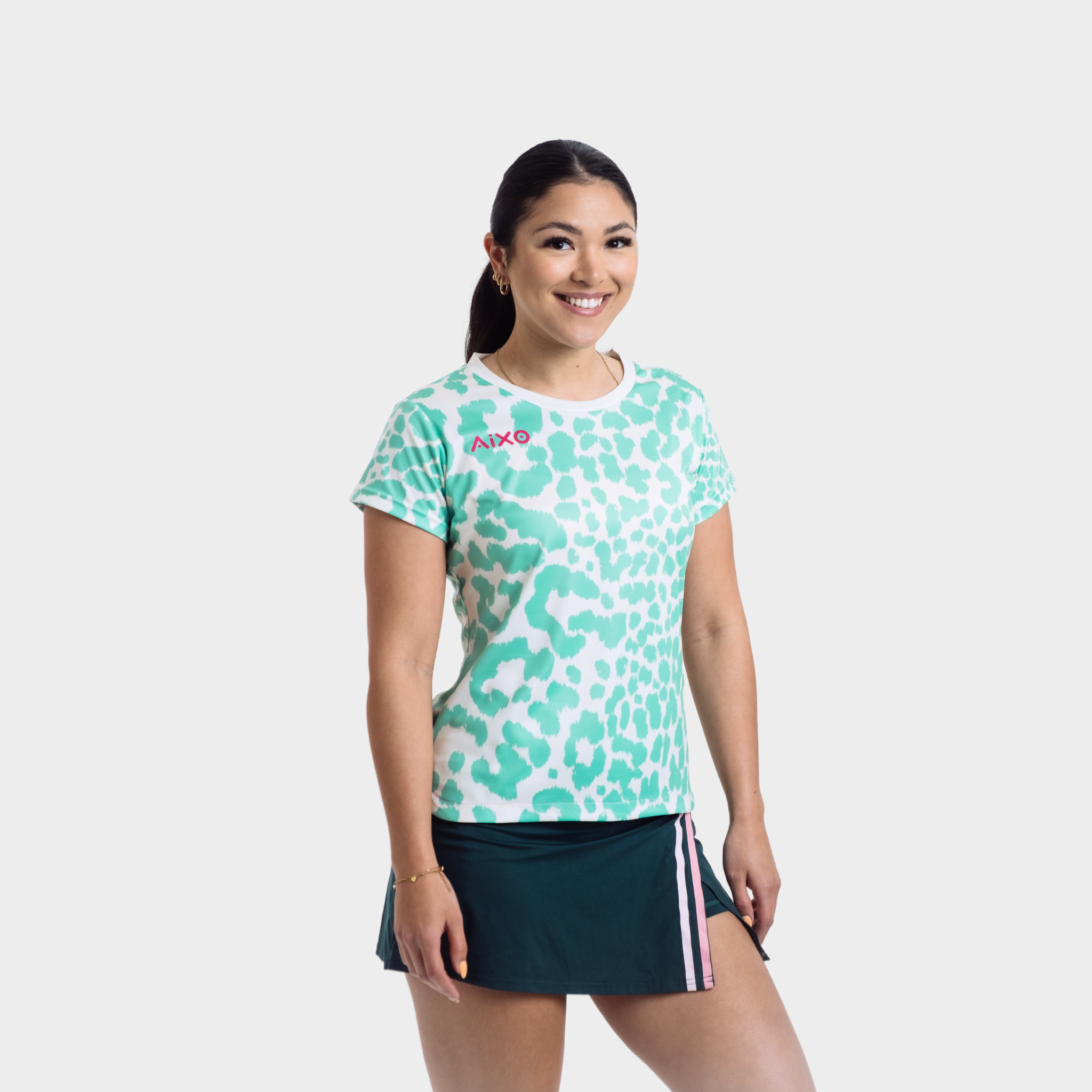 Aixo Leopard Womens T Shirt Ivory