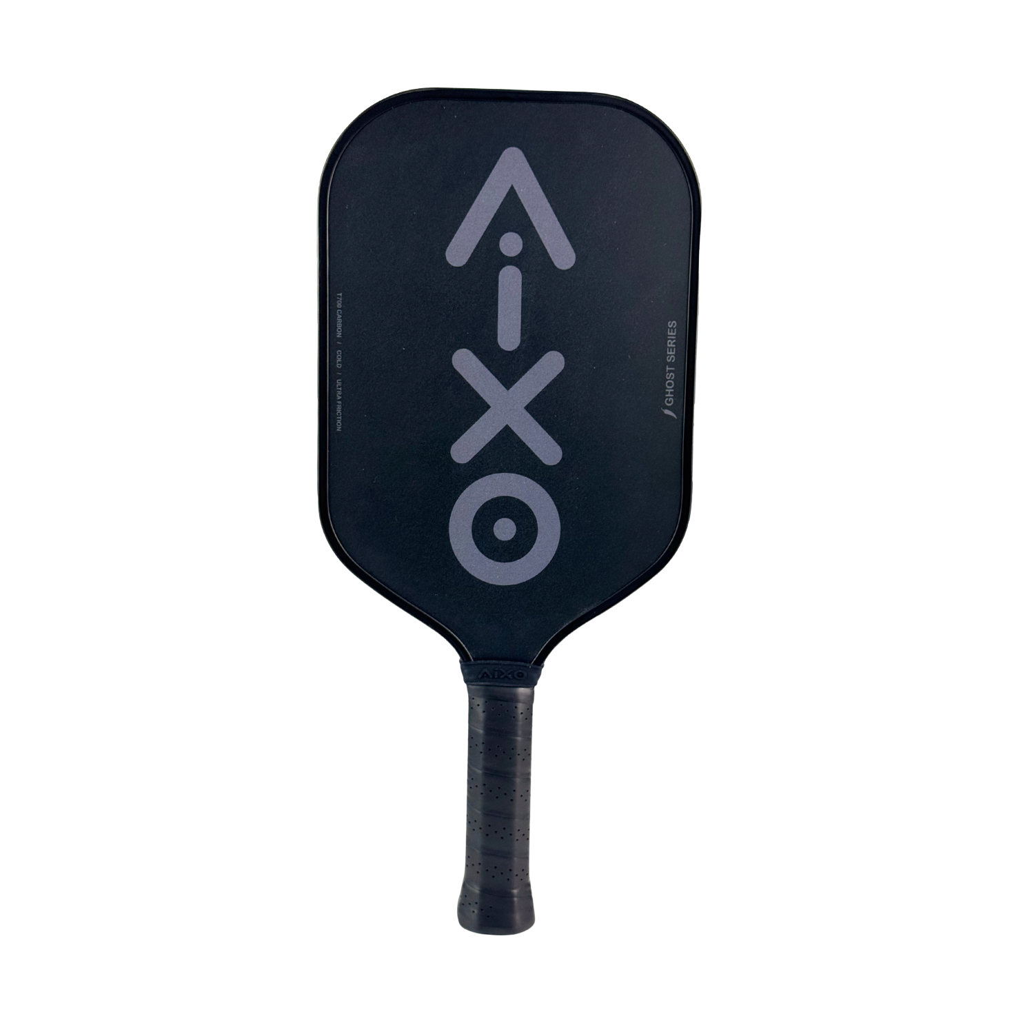 Back view showing minimalist design of the AIXO Ghost Ultra Noir pickleball paddle for advanced players.