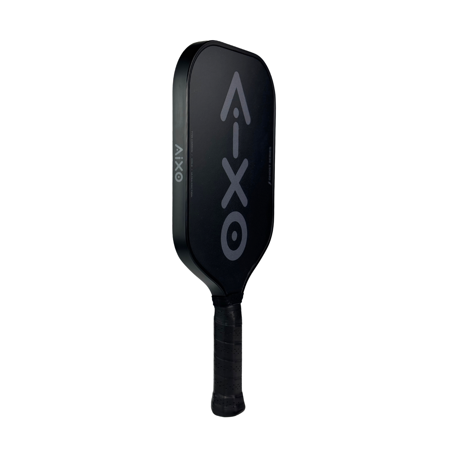 Handle close-up of AIXO CP03 Ghost Ultra Noir pickleball paddle offering balanced comfort and control.