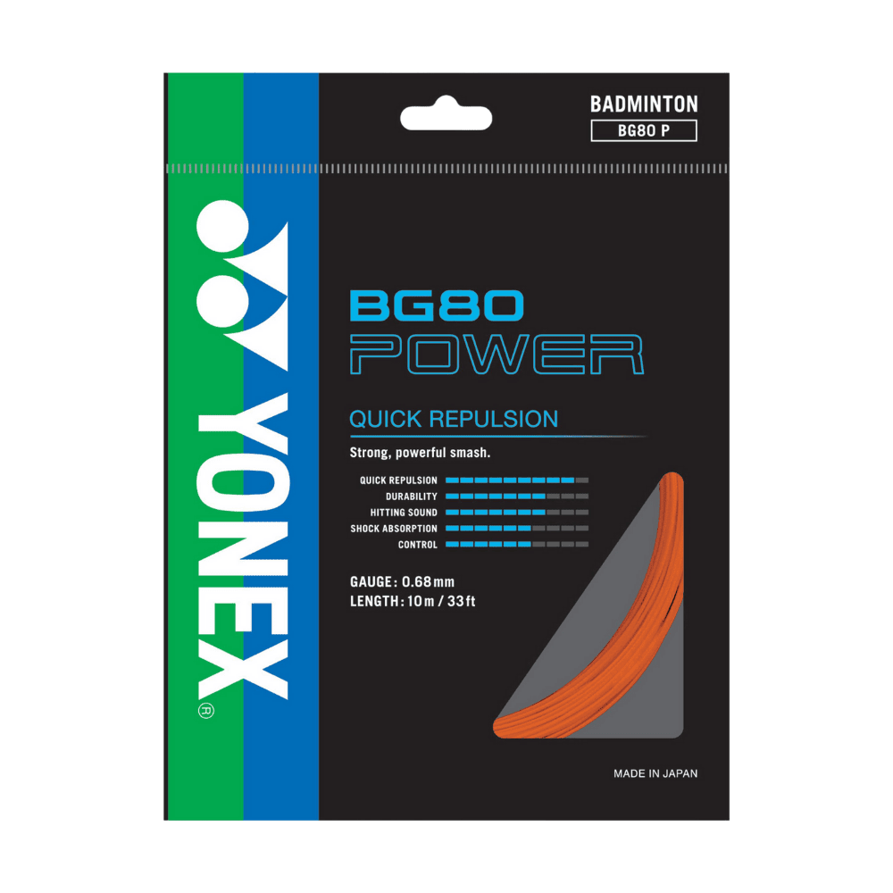 Yonex BG80 Power Badminton String Set - Bright Orange