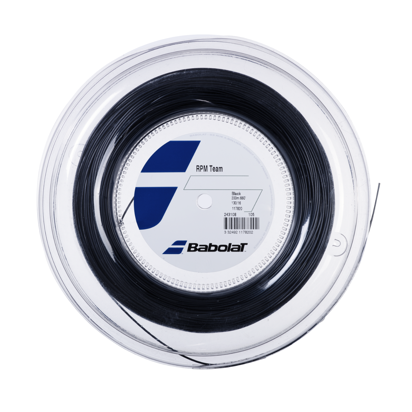 Babolat RPM Team 1.30mm Tennis String Reel (200m) - Black 200m Reel BLACK String (Reel) Babolat